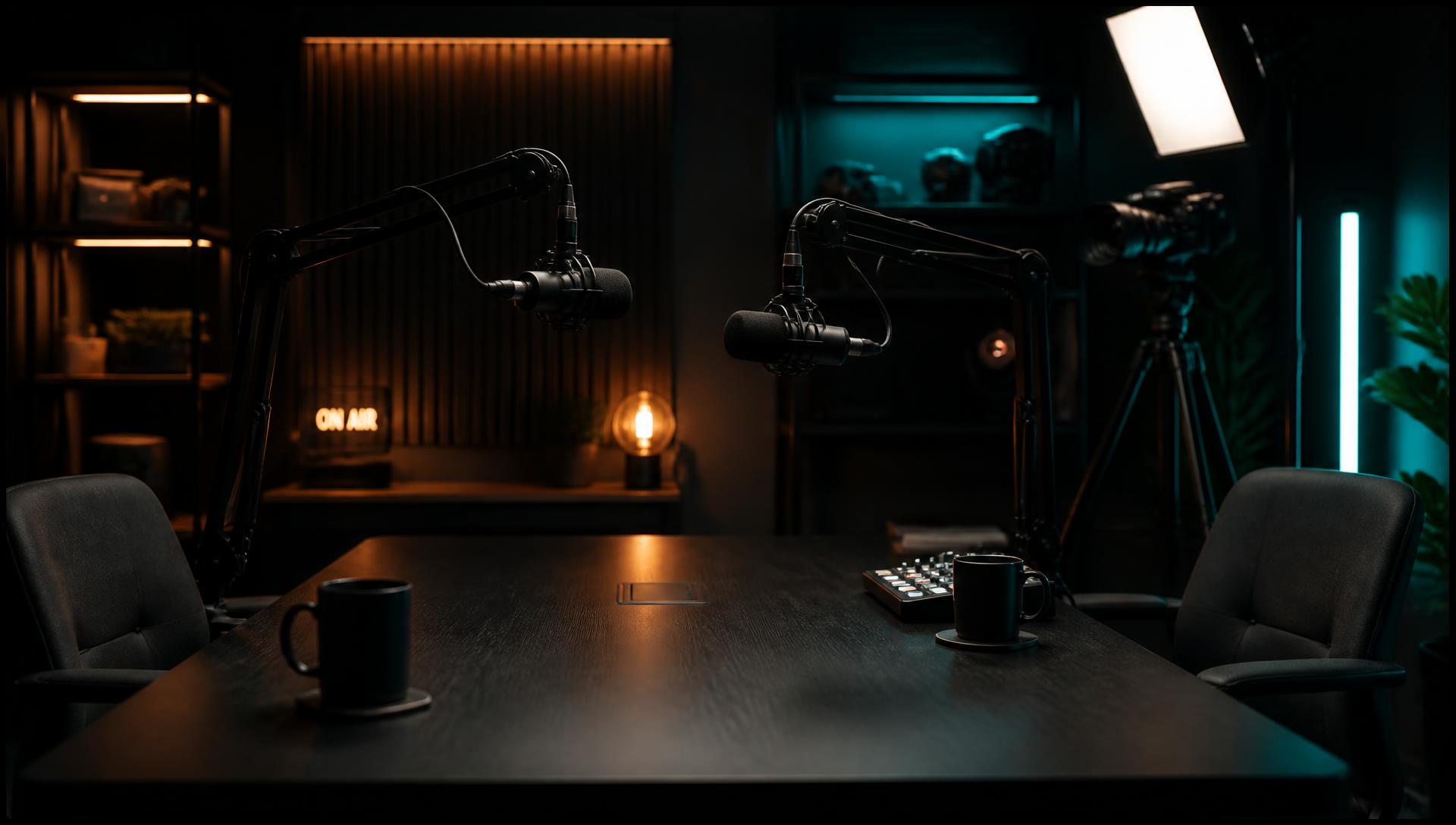 Estúdio de gravação do VERBUM STUDIO com microfones, câmeras e iluminação profissional